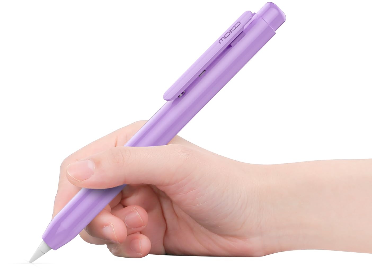 MoKo Hülle Kompatibel mit Apple Pencil 1. Generation, Retractable Ausziehbare Schutzhülle mit Apple Pencil Hülle, Stifthalter mit Stabilem Clip, rutschfeste Einfarbige Stifthülle, Violett