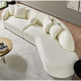 Casa Padrino Luxus Sofa Creme 340 x H. 95 cm - Gebogenes Wohnzimmer Sofa - Hotel Sofa - Wohnzimmer Möbel - Hotel Möbel - Luxus Möbel - Luxus Einrichtung - Wohnzimmer Einrichtung