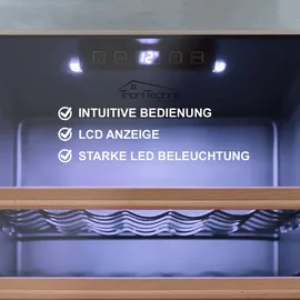 Tronitechnik TroniTechnik® Weinkühlschrank, Getränkekühlschrank, 126 Liter, 63 Flaschen, Wein Kühlschrank Edelstahl-Optik, mit LED