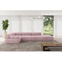 altdecor Modulares Sofa Ecksofa in L-Form - Felto-L2 - 380x190x70 cm Rosa Corner modular Sofa Eckcouch Couch Wohnlandschaft Cauchsofa Polstersofa - Rosa