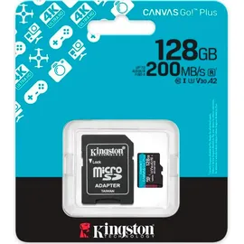 Kingston Canvas Go! Plus Gen4 128GB microSDXC Speicherkarte (200 MB/s, A2 U3) mit Adapter