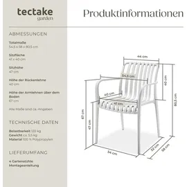 Tectake Gartenstuhl 56 x 70 x 55 cm weiß 4 St.