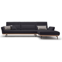 hülsta sofa Ecksofa hs.460, Sockel in Eiche, Winkelfüße in Umbragrau, Breite 338 cm grau|schwarz