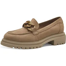 TAMARIS Damen Slipper Leder bequem; Camel, EU 36