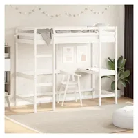 vidaXL Hochbett mit Schreibtisch 90 x 200 cm Kiefer massiv weiß