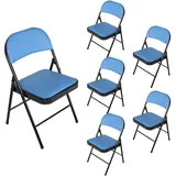 Hti-Living Klappstuhl Kunstleder blau 6er Set