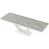 Design Esstisch Tisch HEU-111 Grau Beton - Weiß Hochglanz ausziehbar 160 bis 256 cm - Grau