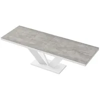Design Esstisch Tisch HEU-111 Grau Beton - Weiß Hochglanz ausziehbar 160 bis 256 cm