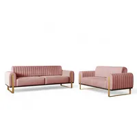 Fun Möbel Polstergarnitur Sofaset Designersofas VALERIE 3-2 in Stoff Elisa Velvet, (2-tlg., 2 Sofas), Rückenlehne verstellbar, Rundumbezug rosa