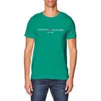 Tommy Hilfiger Herren T-Shirt Kurzarm Tommy LOGO Rundhalsausschnitt, Grün (Olympic Green), M