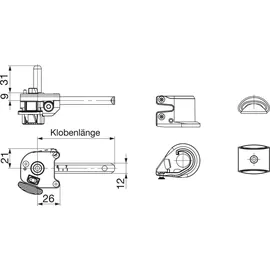 Maco Ladenrasthalter BLR, gerader Kloben, Gr. L 90 - links, schwarz