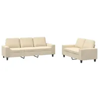 VidaXL 2-tlg. Sofagarnitur Creme Stoff