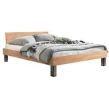 Hasena Massivholzbett Lodi, Farbe: Eiche bianco, geölt, Metallfarbe: Iron, verschiedene Größen