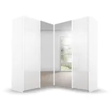 Rauch Quadra weiß (alpinweiß, hochglanz weiß), B:181cm H:210cm T:187cm, Holzwerkstoff, Schränke, Schwebetürenschrank, Eckschrank inkl. Türendämpfer, mit Spiegeltüren