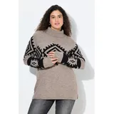 Ulla Popken Rollkragenpullover grau / schwarz L-XL