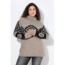 Ulla Popken Rollkragenpullover grau / schwarz L-XL