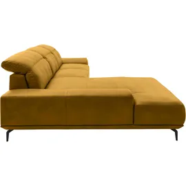 Musterring Wohnlandschaft MUSTERRING "MR 2490 Ecksofa mit erstklassigem Sitzkomfort, Long-Life-Leder", gelb (kurkuma, s), B:342cm T:207cm, Sofas, Wohnlandschaft, Fuß schwarz, Sitzhöhe 48cm, wahlweise mit Funktionen, Maße 342x207 cm