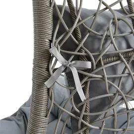 Estexo Hängesessel Polyrattan Hängekorb mit Gestell Hängestuhl Hängeschaukel Korb grau - Grau/Silber