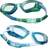 CAPAS Schwimmbrille Kinder, 2er Pack Wasserdicht Anti-Beschlag Anti-UV Wasser Pool Schwimmen Klasse Brillen für Jungen Mädchen von 4–12 Jahren (Jodan Almonds Series #05)