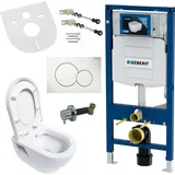 Geberit Hänge Wand WC mit Taharet Bidet, Absperrventil, spülrandlos aus Keramik kompatibel mit Vorwandelement