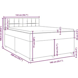 vidaXL Boxspringbett 140 x 200 cm Dunkelgrau