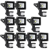 Greenmigo 10x 10W LED Strahler Fluter + Bewegungsmelder Warmweiß warmweiss Objektbeleuchtung Außenstrahler Wandstrahler Flutlichtstrahler Scheinw...