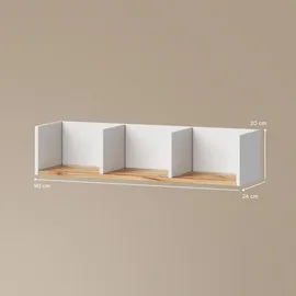 livinity® Bücherregal 90 x 20 x 24 cm Weiß/Goldkraft Eiche