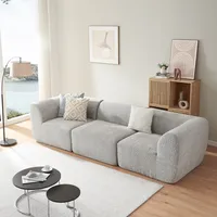 [en.casa] Modular Sofa, 3-Sitzer Hurvas Bouclé Grau