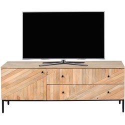 TV-Rack HWC-L95, TV-Board Fernsehtisch Lowboard TV-Schrank Kommode, Massiv-Holz Mango 56x145x43cm MVG, natur