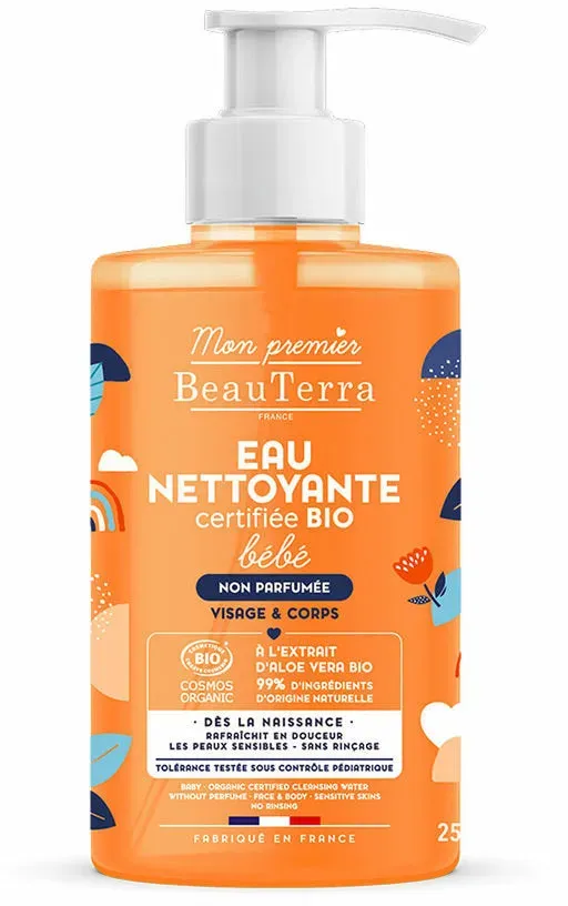 Baby Reinigungswasser ohne Spülung Beauterra Bio Bebé Parfümfrei 750 ml