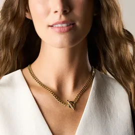 Fossil Carlie T-Bar Halskette Gold Edelstahl