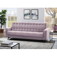 Beautysofa Schlafsofa GRETA BIS, Sofa Couch für Wohnzimmer, Schlaffunktion, Bettkasten, Velour, Polstersofa rosa