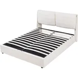 [en.casa] Lunner mit Bettkasten 140x200 cm Beige