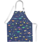 BABYBOET Kinderschürzen für Mädchen und Jungen, Kleinkindschürze mit Tasche zum Malen, Kochen, Backen, Gartenarbeit und Basteln – Schürze für Kinder mit verstellbarem Nackenband, Dinosaurier-Alphabet - Medium 6-12 yrs