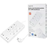 Logilink Steckdosenleiste 6-fach 1,80 m Weiß 1 St.