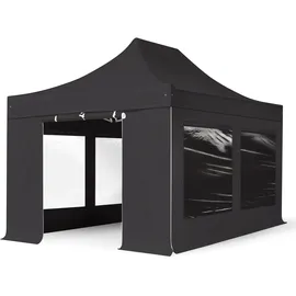 TOOLPORT Faltpavillon 3 x 4,5 m inkl. Seitenteile schwarz 581942