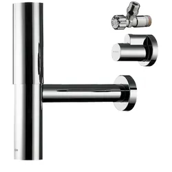 Design Siphon Set Flowstar Axor chrom mit zwei Eckventilen und Schubern