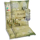 GO-DE Textil Bequeme und attraktive Polsterauflagen für Hochlehner-Gartenstühle (2er-Set, Olive Grün, Hochlehner)