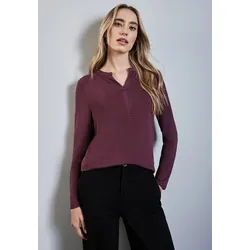 Langarmshirt STREET ONE, Damen, Gr. 40, rot (mulberry rot), Jersey, Obermaterial: 95% Viskose, 5% Elasthan, casual, Langarm, Shirts