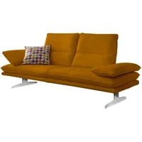 2-Sitzer W.SCHILLIG "broadway, Designsofa mit tollem Sitzkomfort", gelb (brandy s37), B:216cm H:94cm T:96cm, Stoff S37 (100% Polyester): Luxus-Microfaser in Lederoptik, Sofas, Sitztiefenverstellung, Kopfteil- & Seitenteilverstellung, Breite 216cm