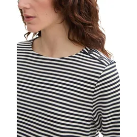 Tom Tailor Structured 3/4-arm T-Shirt Offwhite Navy Regular Stripe M