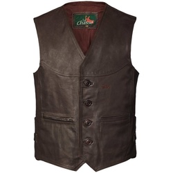 La Chasse® Lederweste Lederweste für Damen und Herren Büffellederweste Jagdweste aus echtem braun