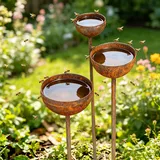 Gartenstecker Vogeltränke, Metall Gartenstecker, Regenfänger Gartensteckers, Insektentränke, 66.5cm, Gartendeko Vintage (B)