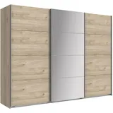 Eiche, Hickory, Holzwerkstoff, 2 Fächer, 270x210x65 cm, Made in Germany TOPSELLER", beige (hickoy, oak, nachbildung), B:270cm H:210cm T:65cm, Spanplatte, Schränke, Schwebetürenschrank, Schlafzimmerschrank in verschiedenen Größen