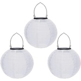 Solar Lampions Außen Wetterfest Solar Lampions Weiß Papierlaterne LED Garten Laterne Solarlampiongs Hängende Garten Lampions Outdoor Gartenlaternen Papierlaterner Nylon Papier Laterne (25cm-3PCS/Weiß)