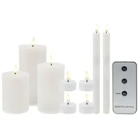 WellHome - 9er Set LED-Kerzen unterschiedlicher Größe mit Fernbedienung