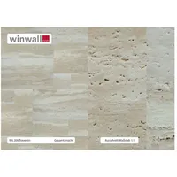 winwall Duschrückwand Duschrückwände ALU-Verbundplatte Dekor: Travertin, (1-tlg), Wandverkleidung aus Alu gelb|grau 19 cm x 27 cm
