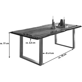 möbelliebling Esstisch Baumkante Massiv Akazie natur 140 x 80 silber NOAH