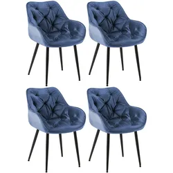 CLP 4er Set Stuhl Tanna Samt blau