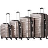 Zelsius Koffer Set 4 Stück | Champagner | ABS Hartschalenkoffer mit Zahlenschloss, 4 Rollen und Innen Trennwand | Handgepäckkoffer, Hartschalenkoffer Set 4 teilig, Trolley, Koffer Groß, Luggage Set